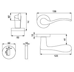 Eva Kapı Kolu Seti Oda Krom Parlak