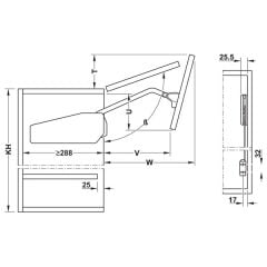 Hafele Free Fold Kalkar Katlanır Makas Seti 84-91cm/10-20kg, Gri Renk