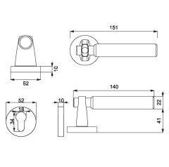 HANA-F Kapı Kolu Seti Yale Siyah Mat