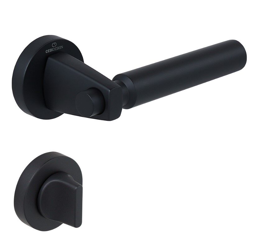 HANA-F Kapı Kolu Seti WC Siyah Mat