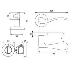 Croma Eva Kapı Kolu Seti Oda WC Inox