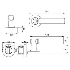 TROY-K Kapı Kolu Seti WC Siyah Mat
