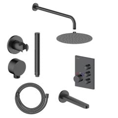 Hafele Mastermıx 3F Ankastre Duş Seti Mat Siyah