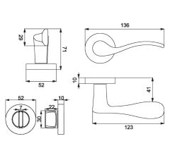 Croma Eva Kapı Kolu Seti WC Siyah Mat