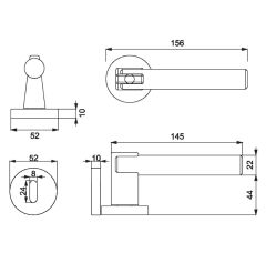 DORA-F Kapı Kolu Seti Oda Siyah Mat