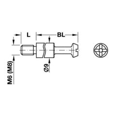 Hafele Maxifix-E Mil 55/M6/9,5mm , Galvaniz