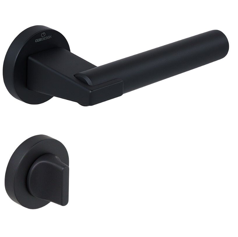 DORA-F Kapı Kolu Seti WC Siyah Mat