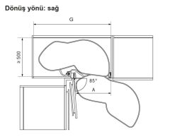Hafele Lemans2 Sağ Kiler Seti 45/60-75cm Antrasit