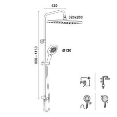 Hafele Kolonlu Duş Sistemi Focus 3 Fonksiyonlu Parlak Krom