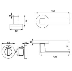 Croma Eta Kapı Kolu Seti Oda WC Inox
