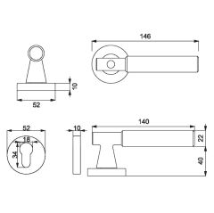 SOHO-K Kapı Kolu Seti Yale Antik Pirinç Mat