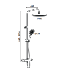 Hafele Kolonlu Duş Sistemi Panda Termo 2 Yönlü Mat Siyah