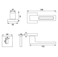 S-CUBE Kapı Kolu Seti Oda Krom Parlak