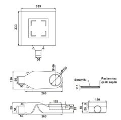 Hafele STORMA Yer Süzgeci Yatay 100X100 Mat Siyah