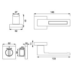 S-CUBE Kapı Kolu Seti WC Krom Parlak