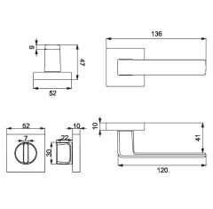Eta-S Kapı Kolu Seti WC Krom Parlak