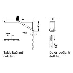 Hafele Katlanır konsol 40kg 30x380x120mm (1 Çift)