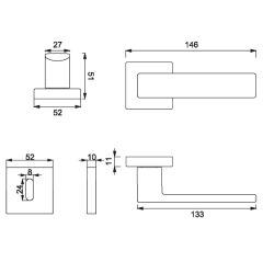 CUBE Kapı Kolu Seti Oda Altın Parlak