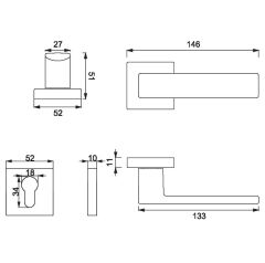 CUBE Kapı Kolu Seti Yale Altın Parlak