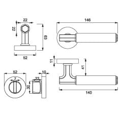 IRIS Kapı Kolu Seti WC Krom Parlak