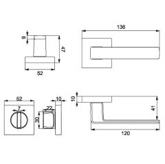 Croma Eta-S Kapı Kolu Seti WC Siyah Mat