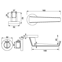 TARA Kapı Kolu Seti WC Inox Parlak