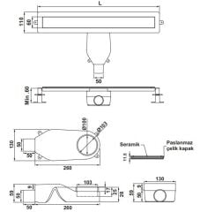 Hafele PROLINE Duş Kanalı Yatay 400mm Paslanmaz Çelik