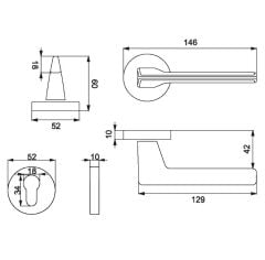 Croma Via Kapı Kolu Seti Yale Mat Pirinç