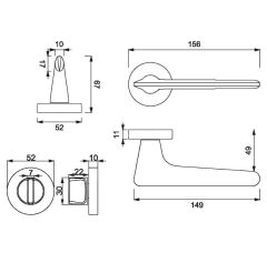 GIGI Kapı Kolu Seti WC Altın Parlak