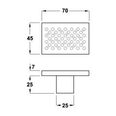 Hafele Cam Kapı Kulp Köşeli P.Çelik Mat 70x45mm