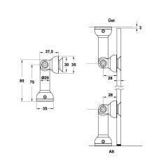 Hafele Zemin veya Tavandan Cam Bağlantı Elemanı