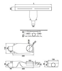 Hafele STREAMLINE Duş Kanalı Yatay 400mm Paslanmaz Çelik