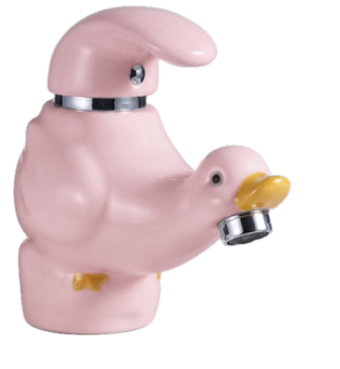 Çocuk Lavabo Bataryası Ördek Şekilli Pembe
