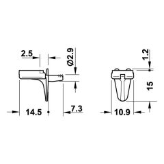 Hafele Cam Raf Pimi 3mm 9kg (500 Adet), Nikel Kaplama