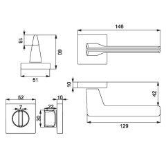Croma Via-S Kapı Kolu Seti WC Mat Pirinç