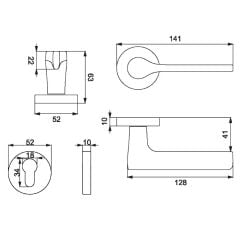 Irus Kapı Kolu Seti Yale Krom Parlak