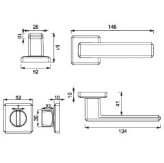CARLI  Kapı Kolu Seti WC Inox Parlak