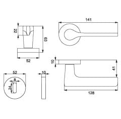 Croma Irus Kapı Kolu Seti Oda Mat Pirinç