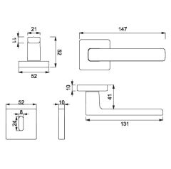 LETA Kapı Kolu Seti Oda Antrasit Satine
