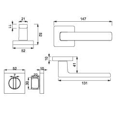 LETA  Kapı Kolu Seti WC Antrasit Satine