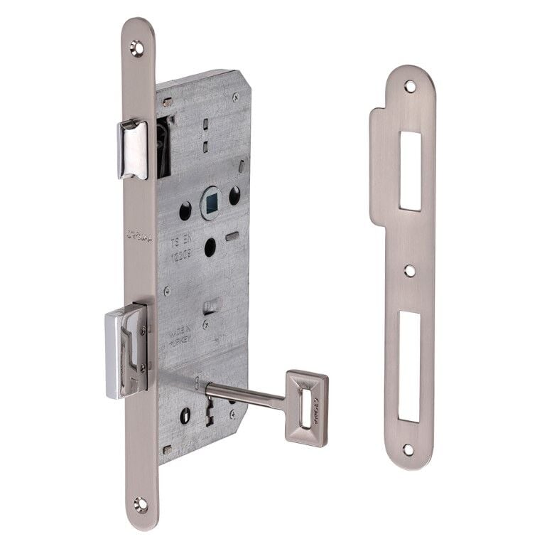 Gömme Kilit Oda Tipi Modern Anahtarlı 45/18mm Nikel Mat