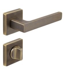 LETA  Kapı Kolu Seti WC Fırçalanmış Antik Pirinç