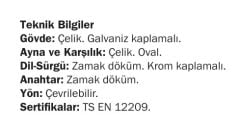 Gömme Kilit Oda Tipi Klasik Anahtarlı 45/18mm Krom Parlak