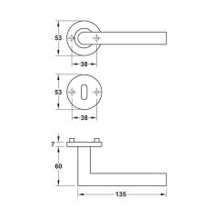 Hafele Kapı kol seti PC 8mm pas.çel parlak