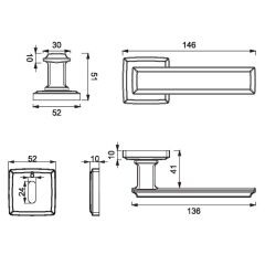 ROME Kapı Kolu Seti Oda Fırçalanmış Antik Pirinç