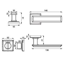 ROME Kapı Kolu Seti WC Fırçalanmış Antik Pirinç