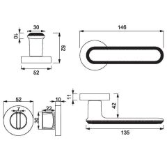NOLA Kapı Kolu Seti WC Krom Parlak