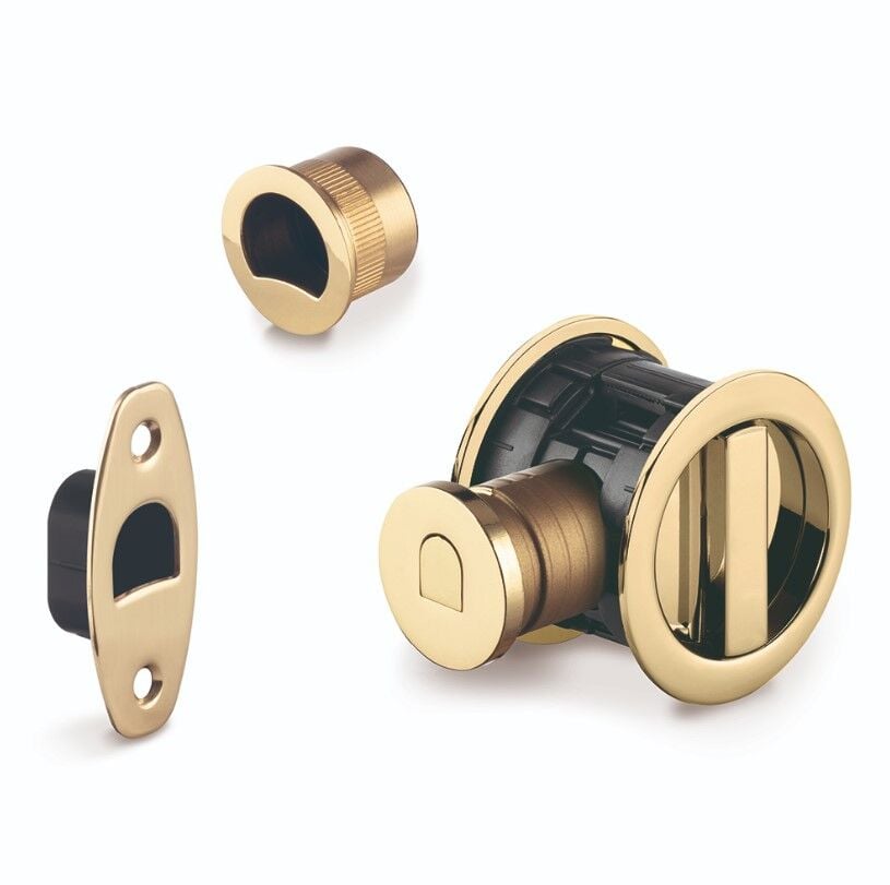 Kayar Kapı Kilit Seti WC Tipi Pirinç Parlak