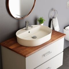 Hafele Banyo Lavabosu Bonita OB 600x450mm Mat Gri Renk