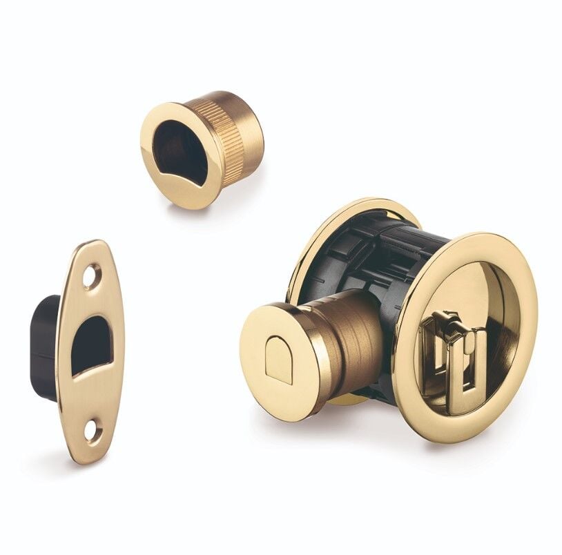 Kayar Kapı Kilit Seti Anahtarlı Pirinç Parlak